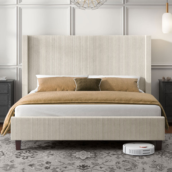 Latitude Run® Adelfina Corduroy Upholstered Bed & Reviews Wayfair Canada